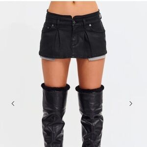 SER.O.YA RILEY WAX COATED BLACK DENIM MINI SKIRT 26 NEW Edgy Grunge Bikercore